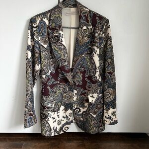 Rinascimento Paisley Blazer in Burgundy, Navy & Cream